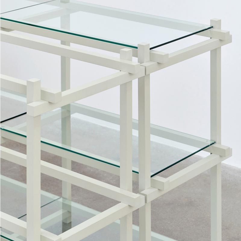 Woody Shelving Smokey Grey Beech Frame 2.0 - Column, Low - Clear Glass Shelves