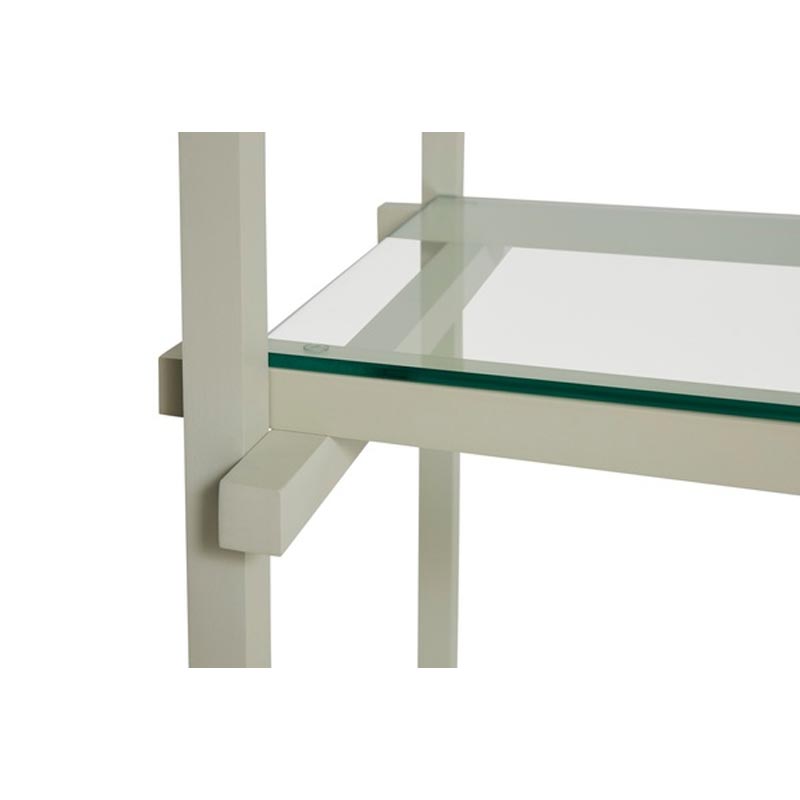 Woody Shelving Smokey Grey Beech Frame 2.0 - Column, Low - Clear Glass Shelves