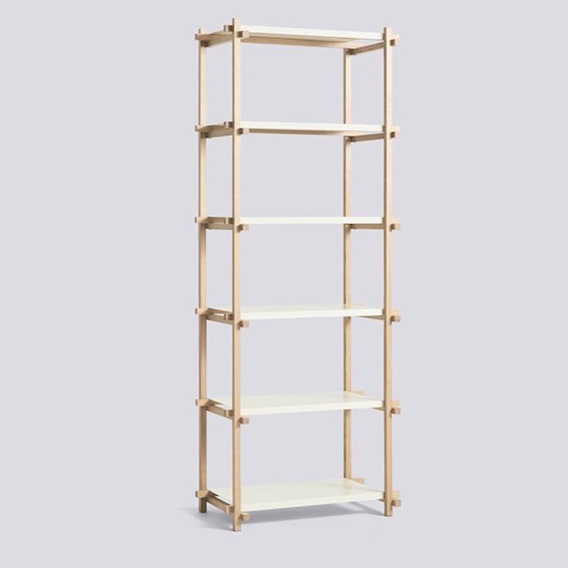 Woody Shelving Soaped Oak Frame 2.0 - Column, High - Almond White Steel Shelves, by HAY