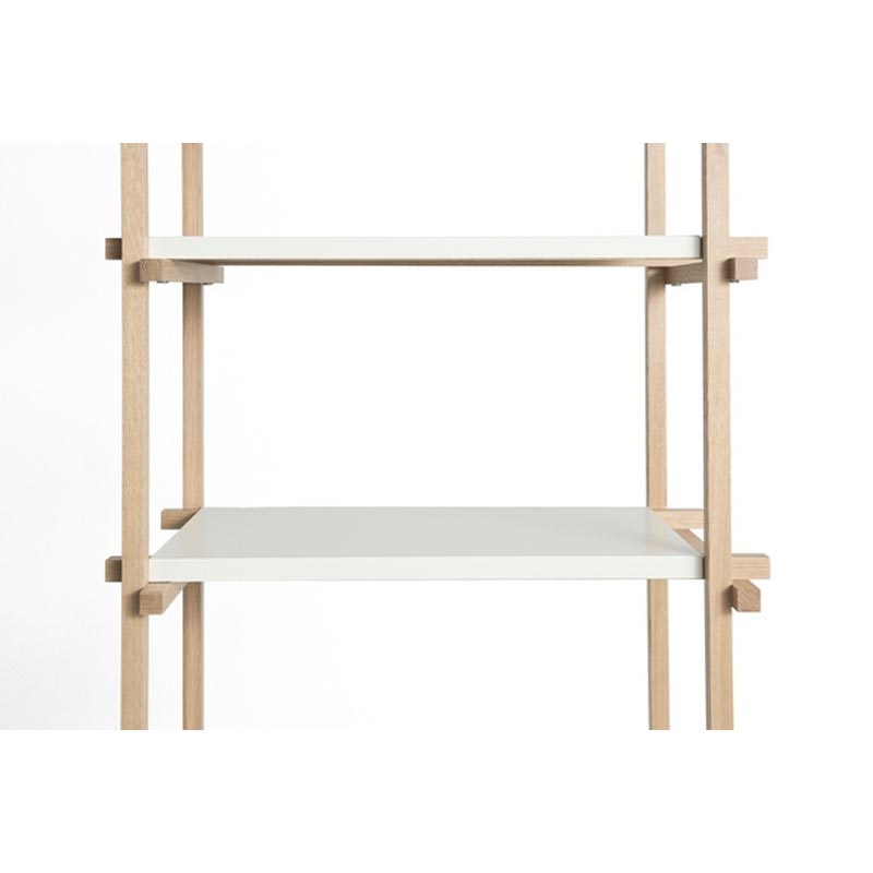 Woody Shelving Soaped Oak Frame 2.0 - Column, High - Almond White Steel Shelves, by HAY