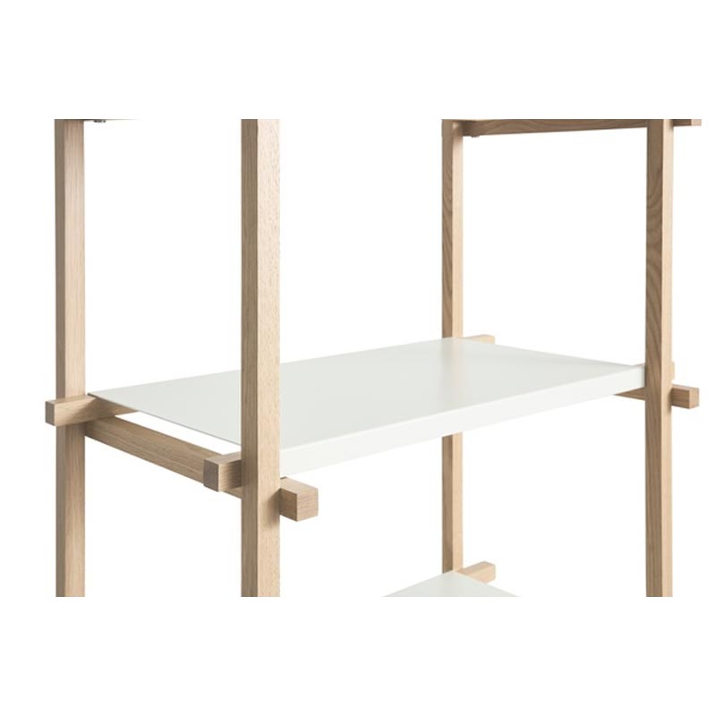 Woody Shelving Soaped Oak Frame 2.0 - Column, High - Almond White Steel Shelves, by HAY