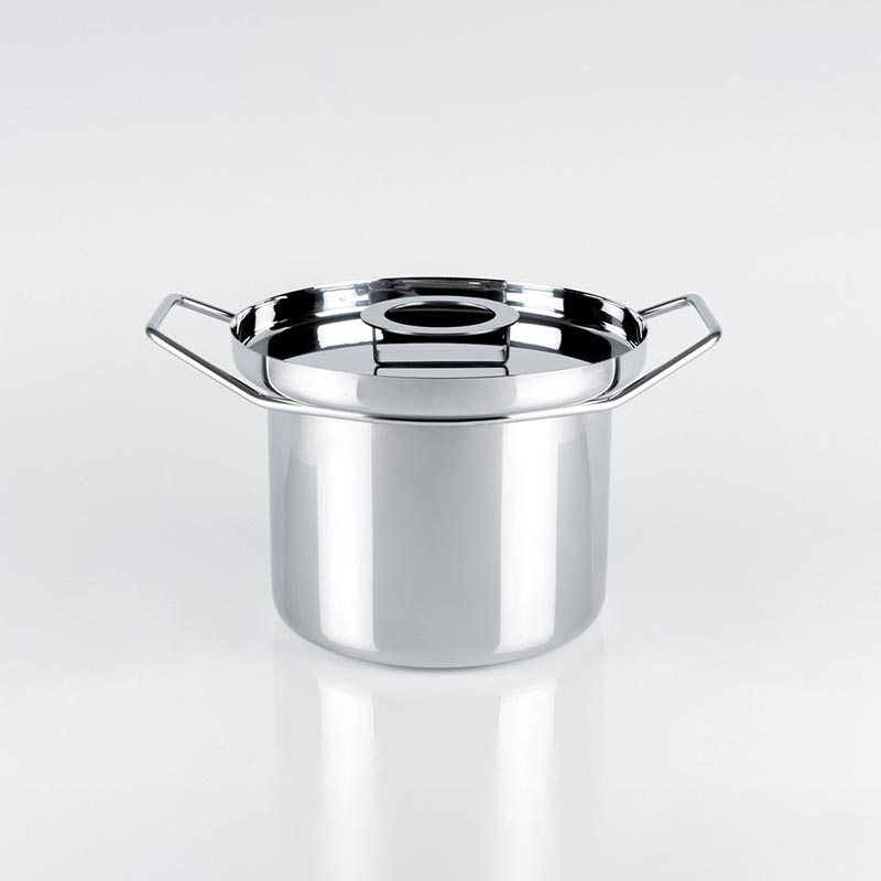 Back/Up Polished Steel 26cm Stockpot with Lid - des. Rodolfo Dordoni for KnIndustrie