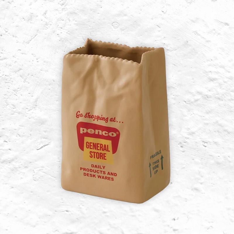 Penco Brown Paper Bag Pen Pot - by Hightide