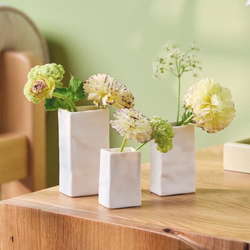 Porcelain Bag Vase Set of Three, by Räder