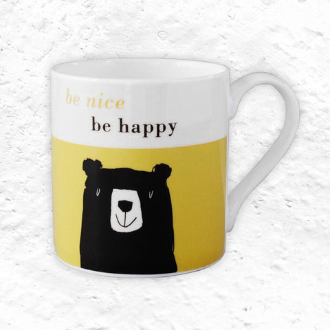 Happiness mug - Bear, Olive - Bone China decorated in Stoke-on-Trent by Repeat Repeat