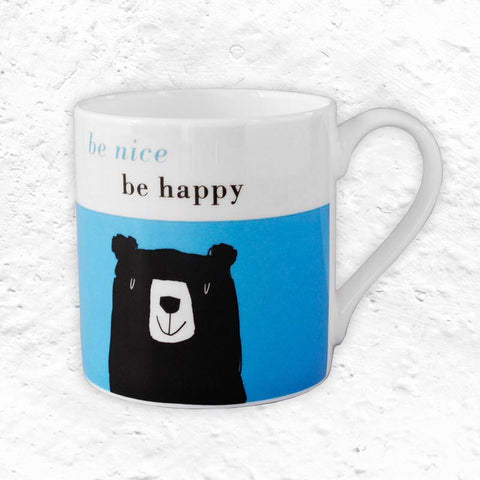 Happiness mug - Bear, Turquoise - Bone China decorated in Stoke-on-Trent by Repeat Repeat