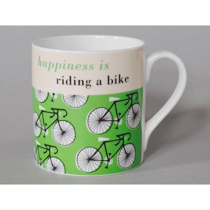 Happiness Cycling Bone China Mug Green - by Repeat Repeat