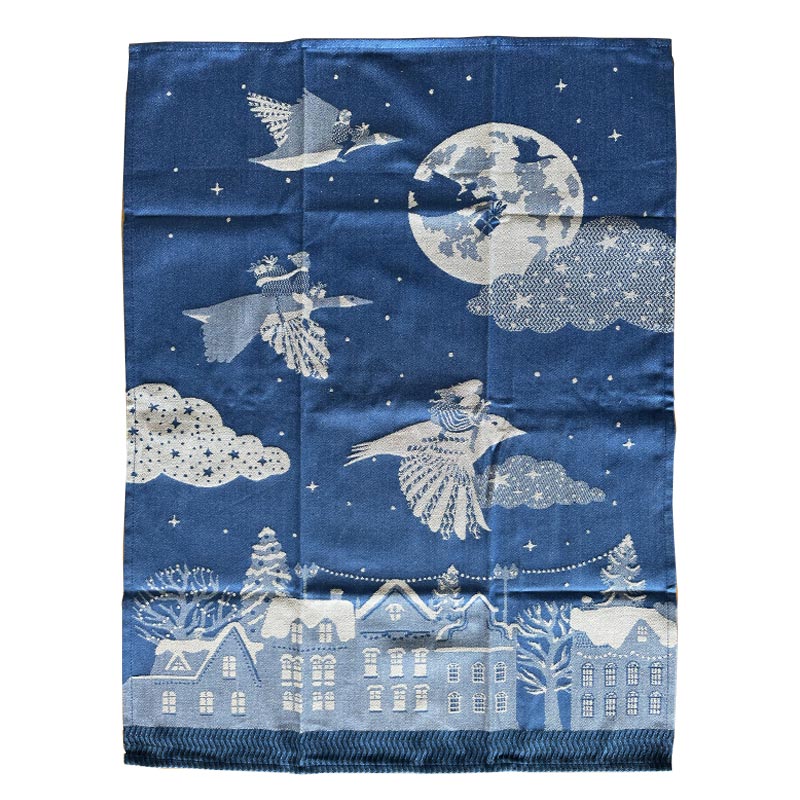 Minuit Blanc - Christmas Tea Towel - by Tissage Moutet