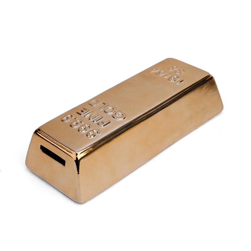 Ceramic Gold Bar Coin Bank by Kikkerland