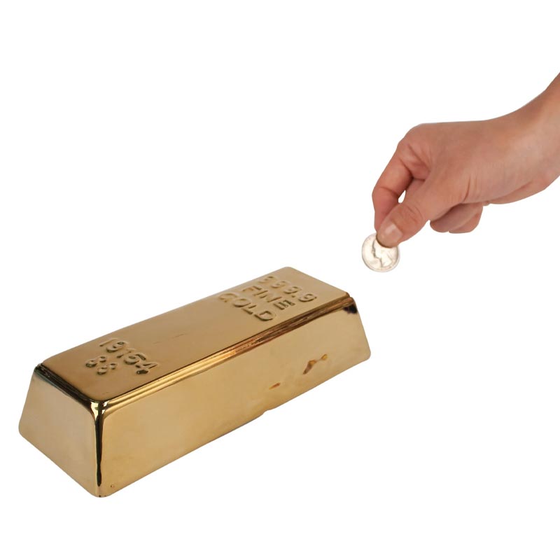 Ceramic Gold Bar Coin Bank by Kikkerland
