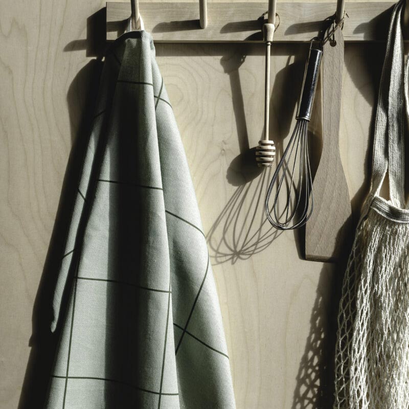 Checks and Stripes Tea towel - Green - by Muurla