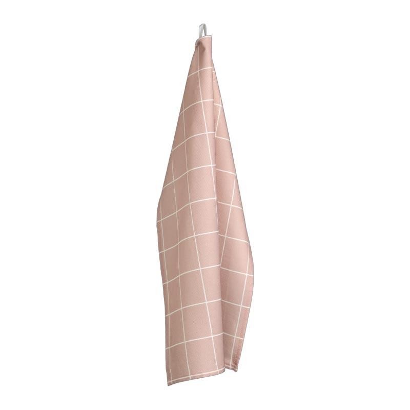Checks and Stripes Tea Towel - Pink - by Muurla