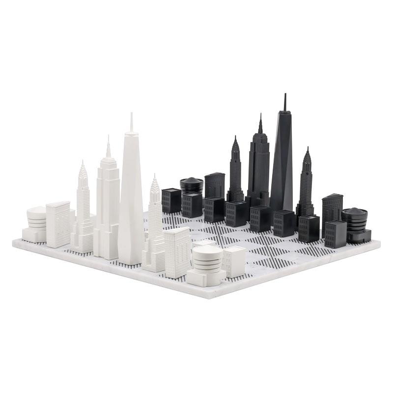 New York Chess Set by Skyline - Carrara Marble Board