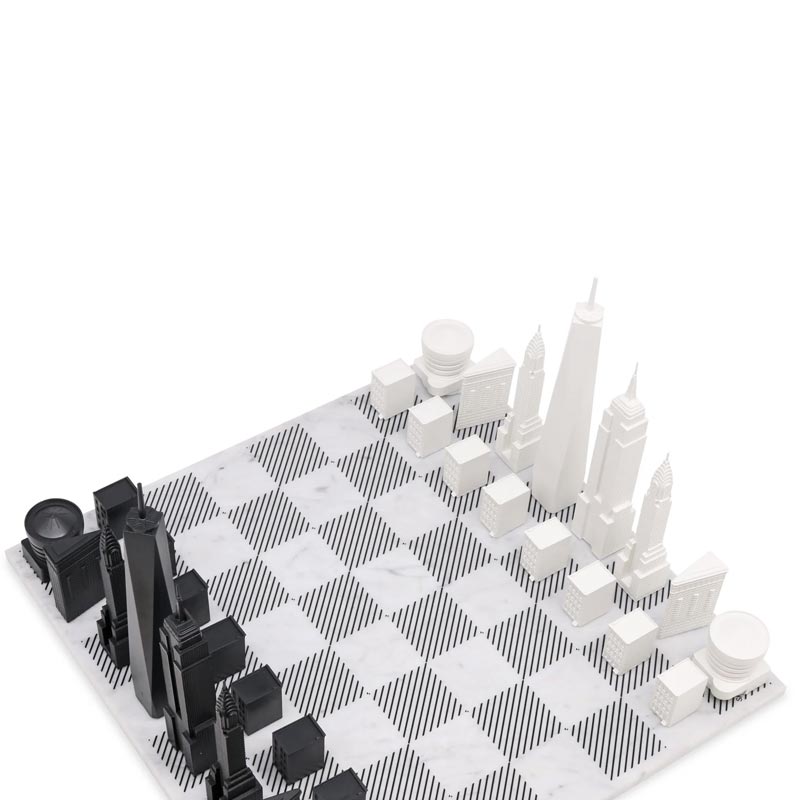 New York Chess Set by Skyline - Carrara Marble Board