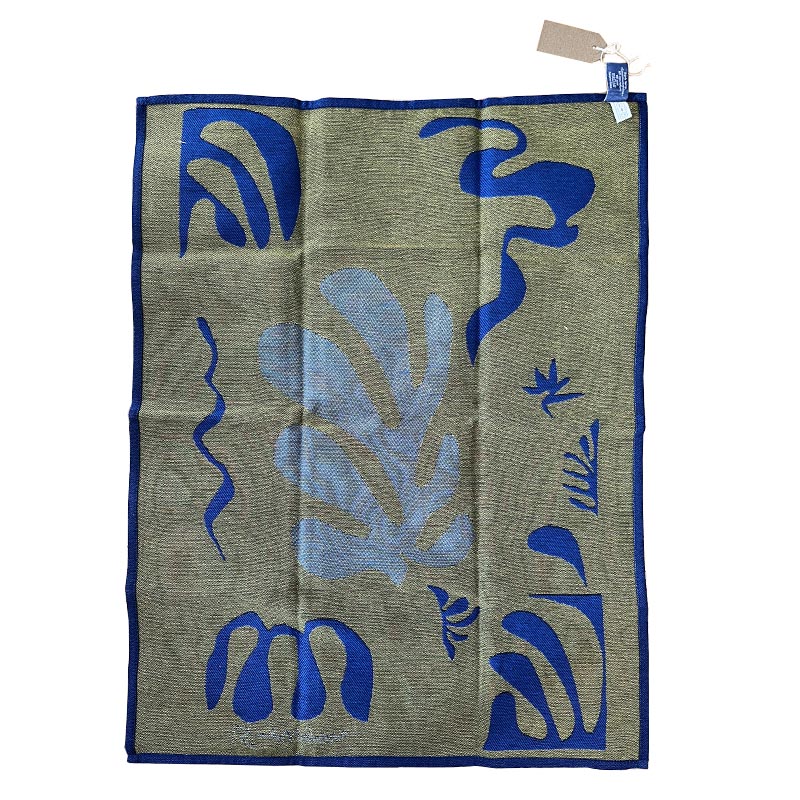 "Composition fond bleu" Tea Towel (Matisse), by Moutet Tissage