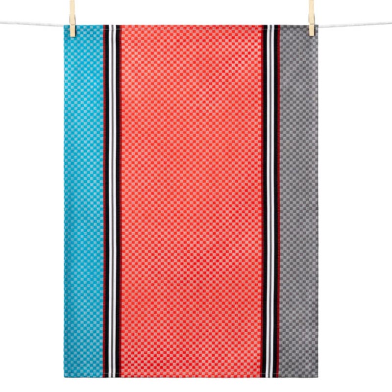Coral Chives (Ciboulette corail) Tea Towel, by Tissage Moutet