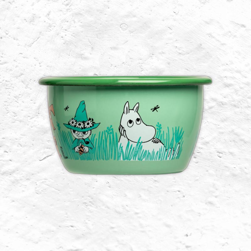 Moomin Enamel Bowl - In the garden, boys - by Muurla
