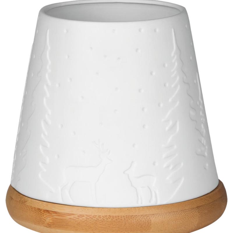 Tea Light Holder with Wooden Base - Forest - by Räder