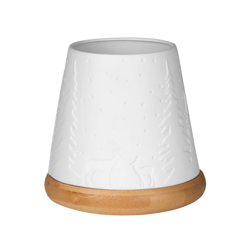 Tea Light Holder with Wooden Base - Forest - by Räder