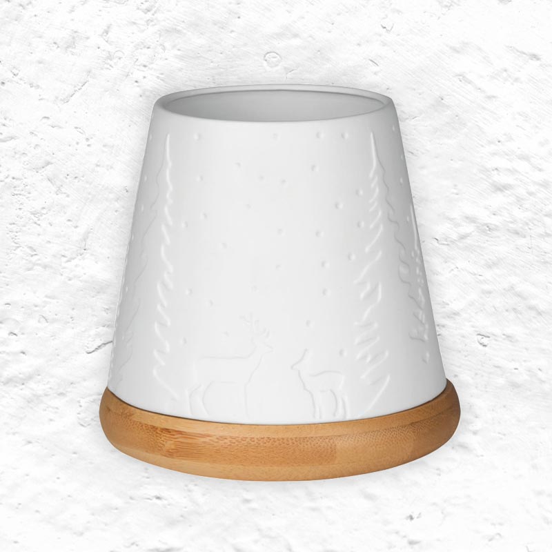 Tea Light Holder with Wooden Base - Forest - by Räder