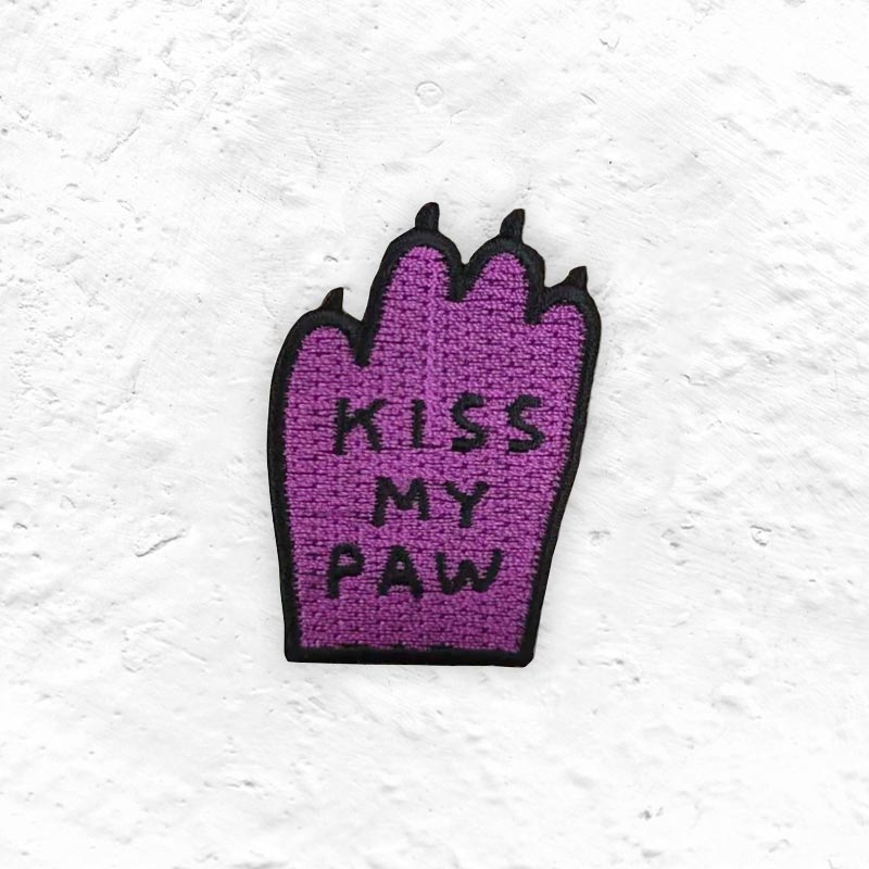 Kiss My Paw - fabric patch by David Shrigley