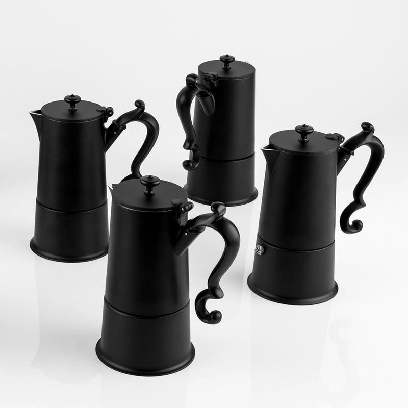 Lady Anne 4 Cup Black Coffee Pot des. Lara Caffi for knIndustrie