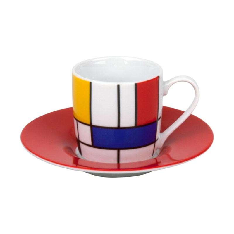 Large Fragments: Homage to Mondrian, Espresso Cup & Saucer, by Könitz