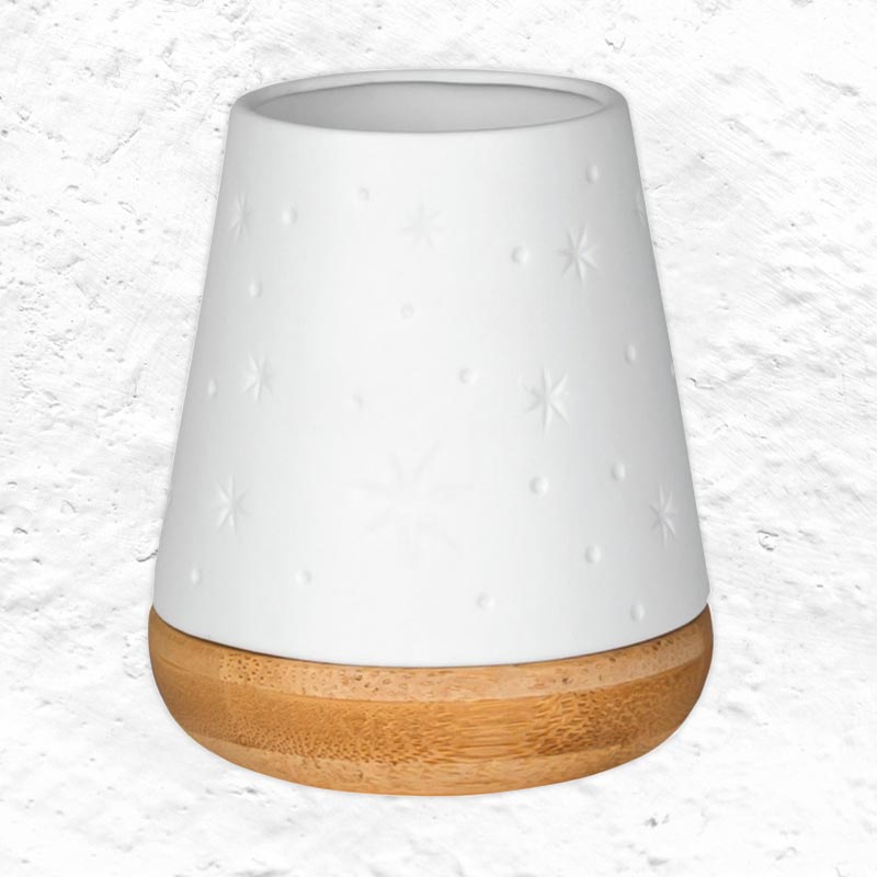 Poetry Tea Light Holder with Wooden Base - Stars - by Räder