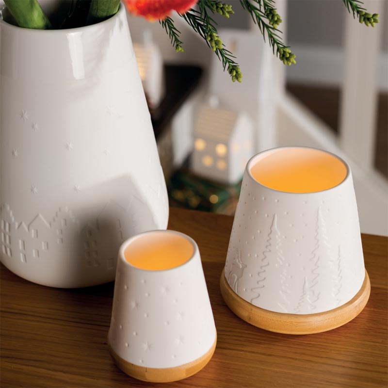 Poetry Tea Light Holder with Wooden Base - Stars - by Räder