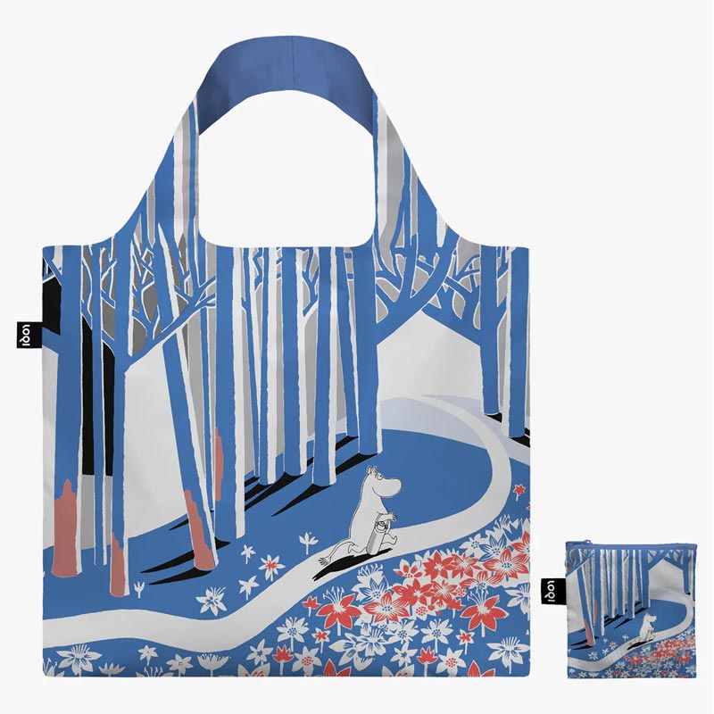LOQI Foldaway Shopping Bag - Moomin - Blue Forest