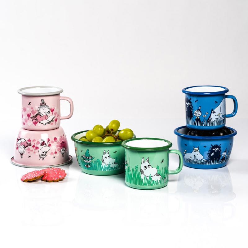 Moomin Enamel Bowl - In the garden, girls - by Muurla