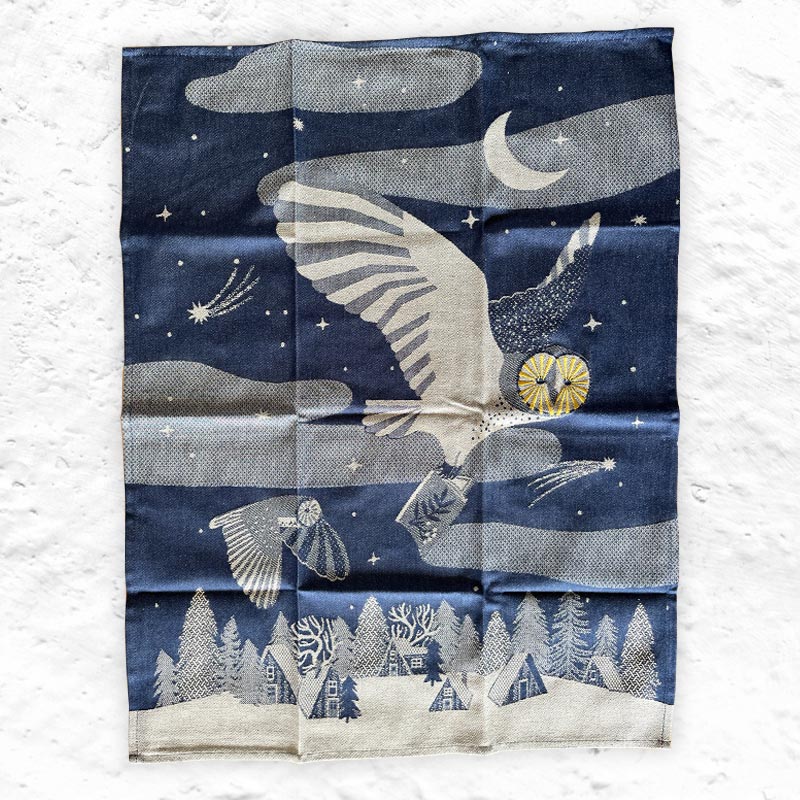 Chouette - Christmas Tea Towel - by Tissage Moutet