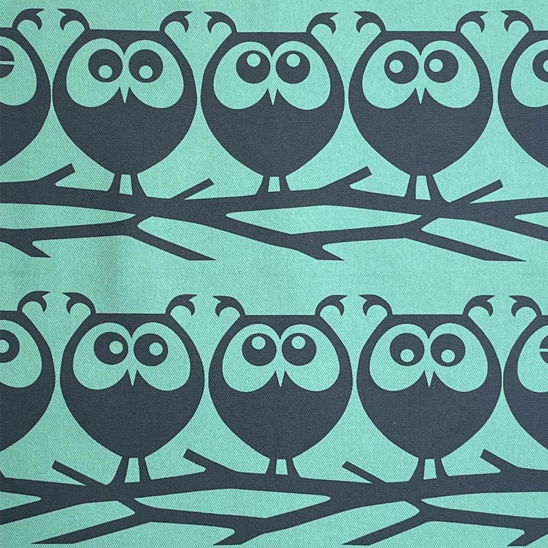 Magpie x Hornsea, Owls on Branch Tea towel in teal