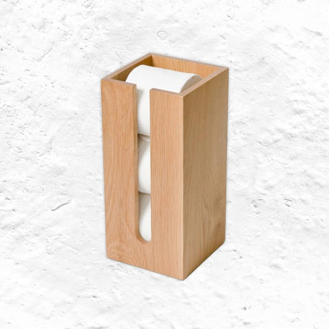 Oak Box Toilet Roll Holder des. Lincoln Rivers for Wireworks