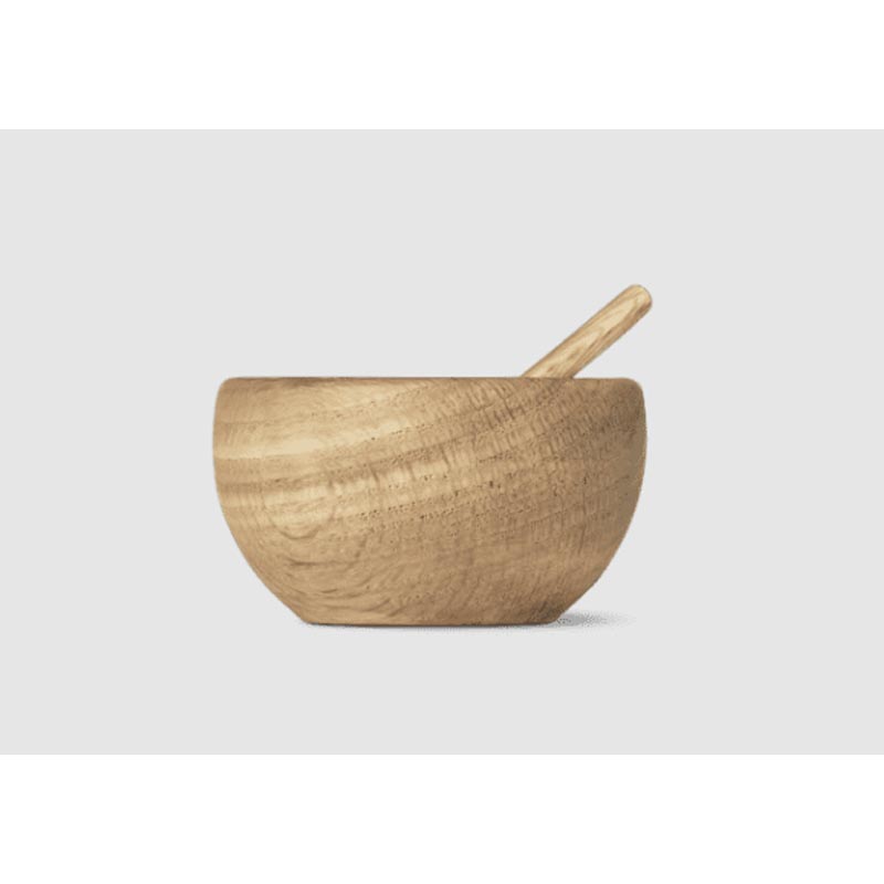 Menageri Oak Salt Cellar with Spoon - des. Kay Bojesen