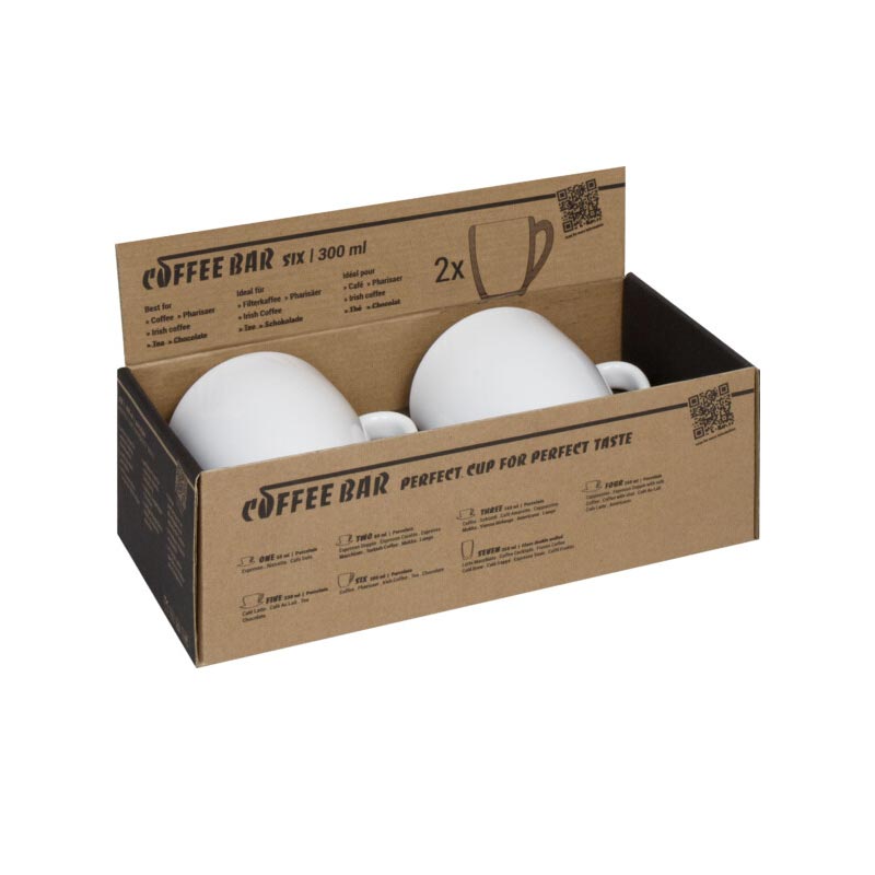 Coffee Bar White Bone China Coffee Cups - Set of 2 - by Könitz