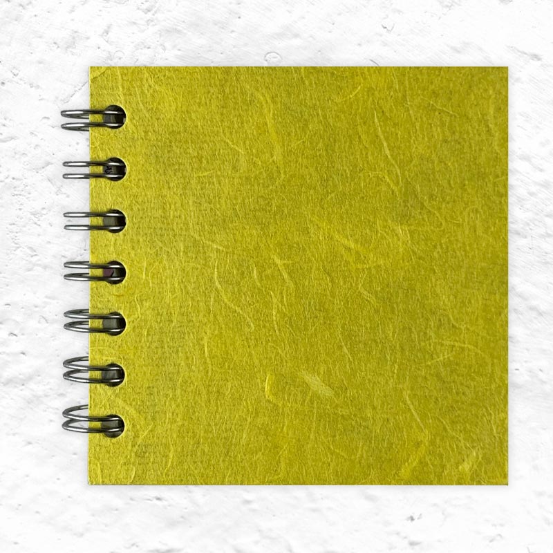 Yellow Square Notebook by Pink Pig (4x4 inches, Thai silk cover)