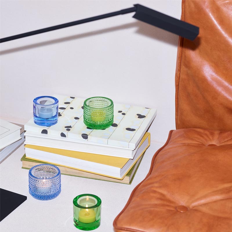 Kastehelmi tealight holder - Aqua - des. Oiva Toikka, made by Iittala