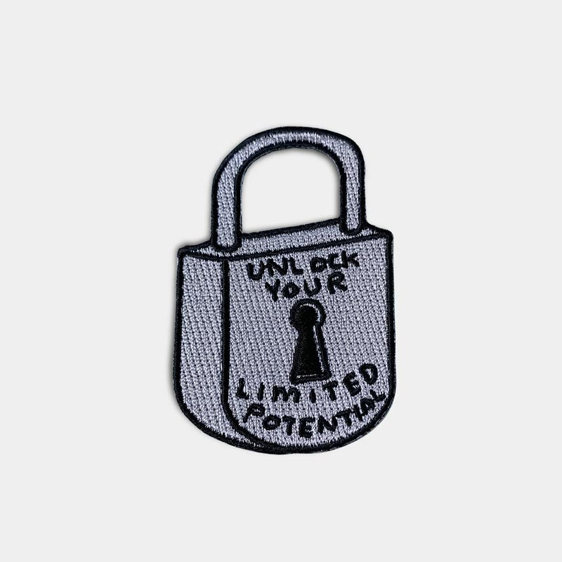 Unlock Your Limited Potential - fabric patch by David Shrigley
