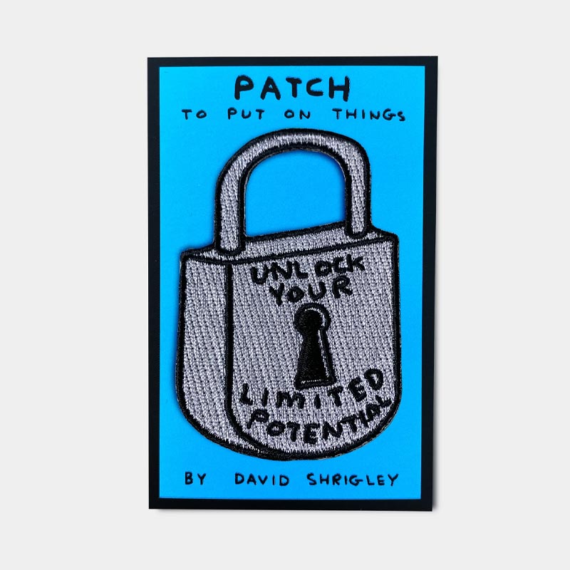 Unlock Your Limited Potential - fabric patch by David Shrigley