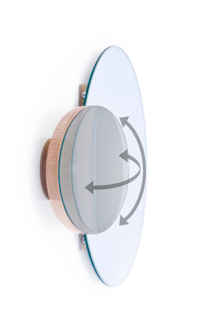 Eclipse mirror - oak - des. Lincoln Rivers for Wireworks