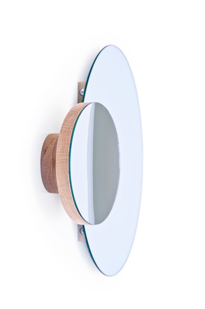 Eclipse mirror - oak - des. Lincoln Rivers for Wireworks