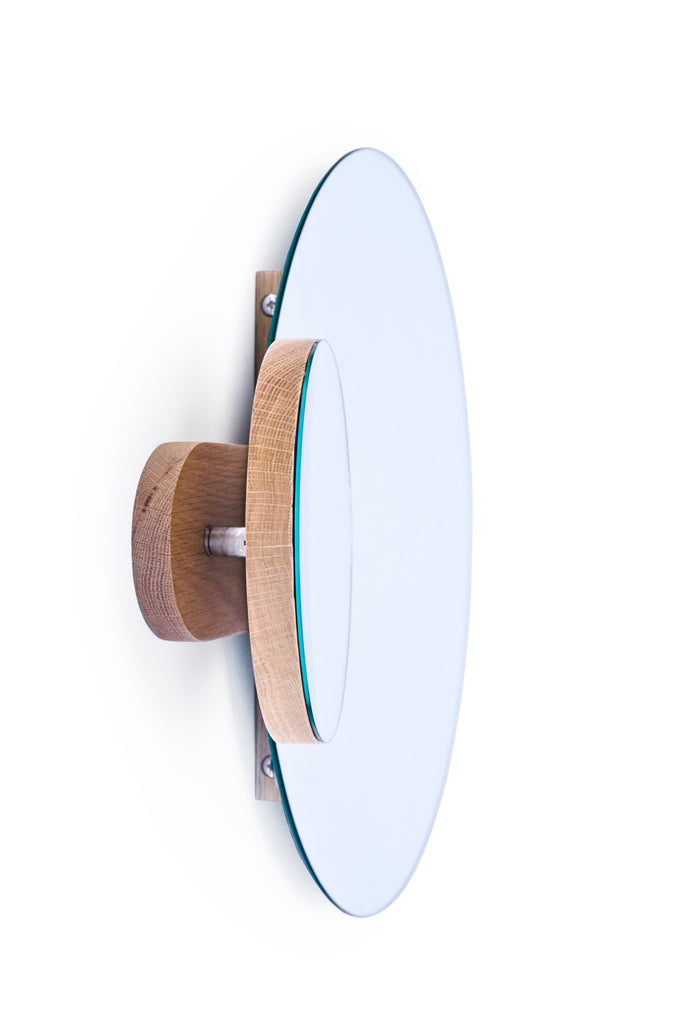 Eclipse mirror - oak - des. Lincoln Rivers for Wireworks