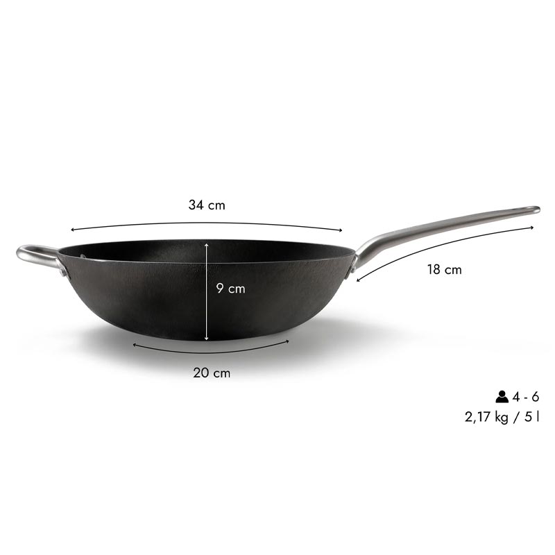 Skottsberg Cast Iron Wok - 34cm