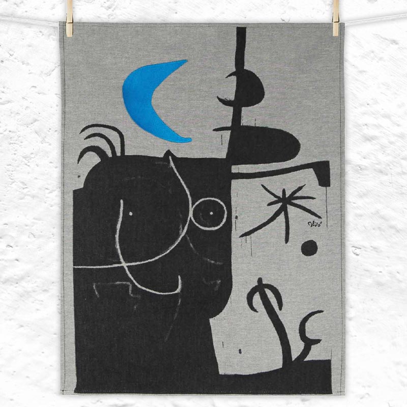 Woman in front of the Moon (Femme devant la lune) Tea Towel, by Tissage Moutet