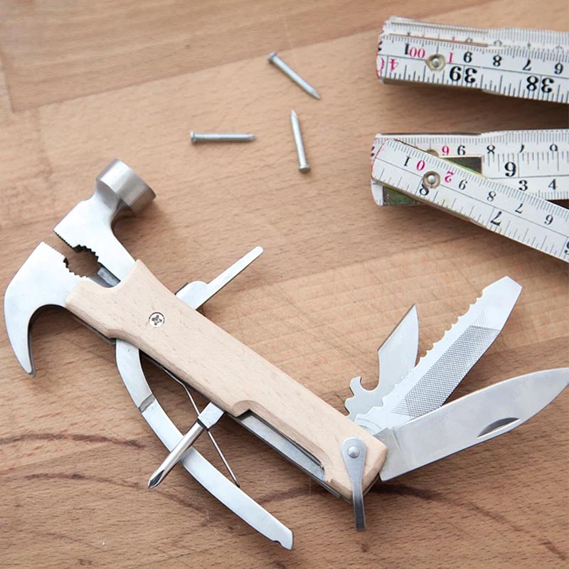 Wooden Hammer 10-in-1 Multi-tool - by Kikkerland
