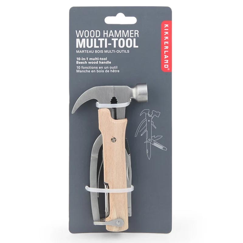 Wooden Hammer 10-in-1 Multi-tool - by Kikkerland