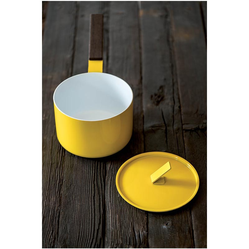 Yellow saucepan, 16cm, des. Lara Caffi for knIndustrie
