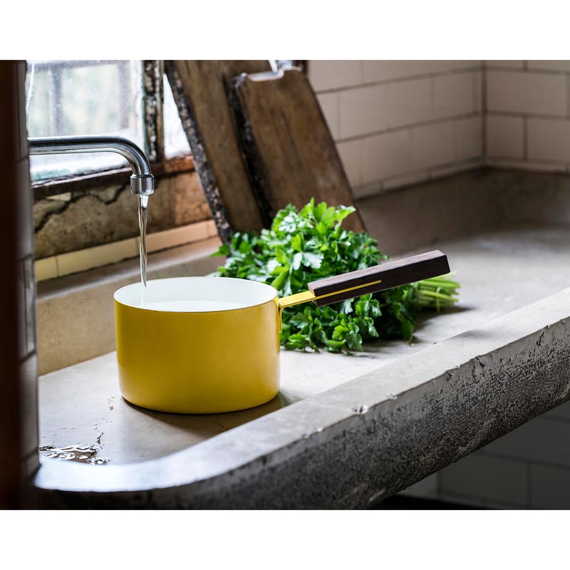 Yellow saucepan, 16cm, des. Lara Caffi for knIndustrie