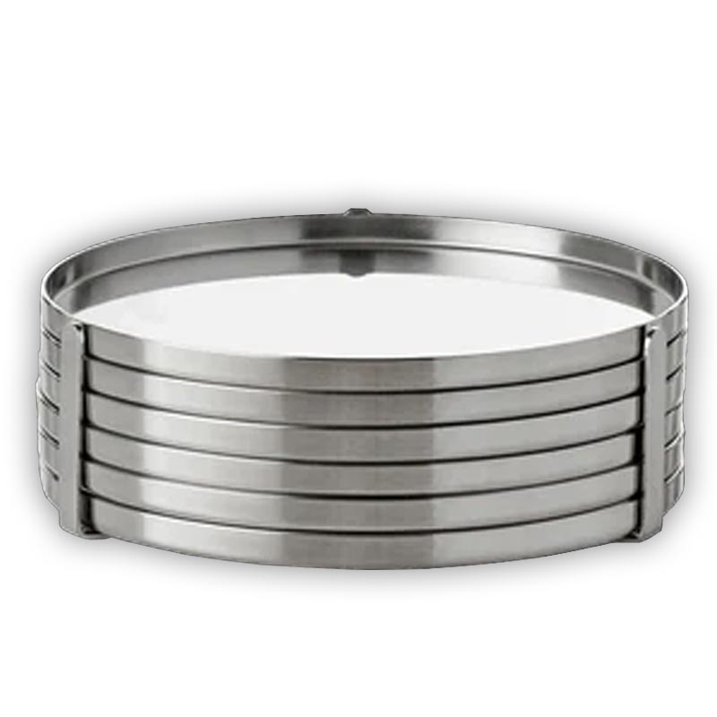 Cylinda-Line Stainless Steel Coasters - set of 6 - des. Arne Jacobsen for Stelton